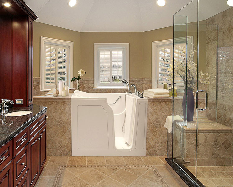Your Big Bathroom Conversions Guide 8 A luxury bathroom with a separate walk-in shower and walk-in tub.